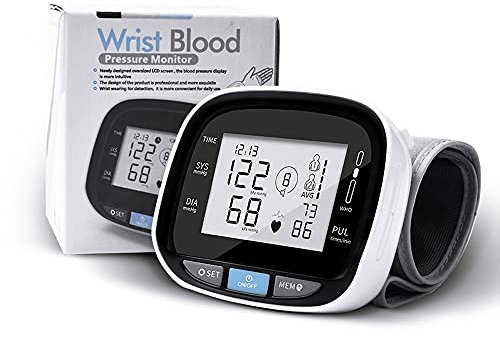 LIALIYA Monitor de presión Arterial, Monitor de presión Arterial de muñeca para Uso en el hogar Monitores BP con muñequera, Modo de Doble Pantalla de Pantalla Grande para Uso en el hogar,No Voice