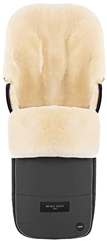 WERNER CHRIST BABY Lammfell-Fußsack FLIMS LUXE – vollfelliger Buggy, Kinderwagen-Fußsack (ab 6 bis 36 Mo.), medizinisches Fell, universal mit Langsschlitzen in Stone (grau)