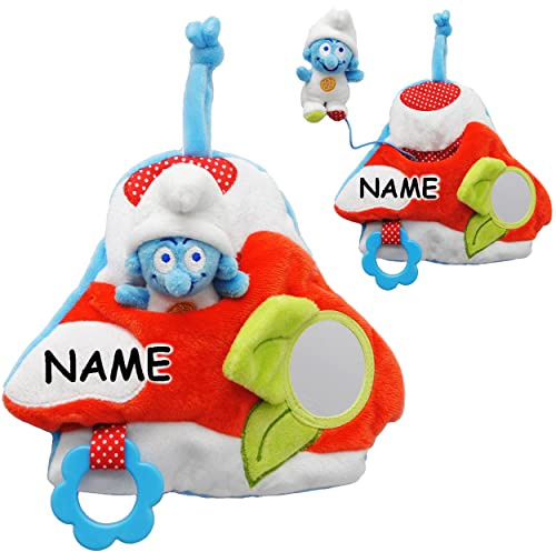 alles-meine.de GmbH 3-D Effekt Activity Baby & Kleinkind - Spielzeug - die Schlümpfe/Schlumpf - incl. Name - mit Kuscheltier - ideal für Bett & Laufgitter/Kinderwagen -..