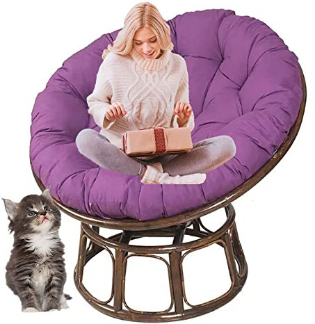 SRHWBF Polster Für Papasansessel Auflage Papasan Stuhlkissen Dicke Runde Sitzpolsterung Bequeme Übergroße Liege Wicker Hanging Egg No Chair (Purple Ø160cm/63 in)