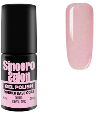 SINCERO SALON Rubber Base Gel Glitter Cloud Pink - Aufbauende Gummibasis für Gelnägel - Selbstnivellierend & dickviskos - Nagelverstärkung Rekonstruktion & leichte Verlängerung - UV/LED Gel - 6ml