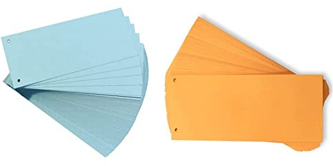 Oxford Trennstreifen, aus Karton, gelocht, 190 g/m², blau, 100 Stück & Trennstreifen, aus Karton, gelocht, 190 g/m², orange, 100 Stück