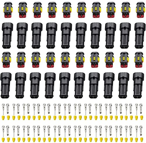 RUNCCI-YUN 20 Kit 2 Pin 12V-24V Auto Moto Impermeabile Connettore Elettrico,connettori per cavi Isolato e Sigillato per Auto Camion Marina Moto