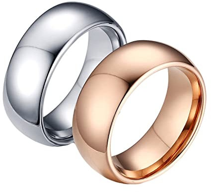 Homxi Partnerringe Gravur,Hochzeitsringe Wolframcarbid Silber Rosegold Ring mit Rund 8MM Hochzeit Paar Ringe Damen 57 (18.1) + Herren 65 (20.7)