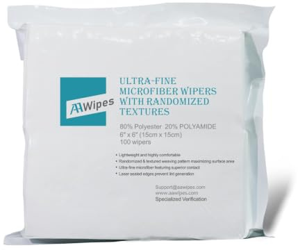 AAwipes renrum oregelbundet vävt linne mikrofiberservetter stickade superfina 15 x 15 cm (6 x 6 tum) luddfria dukar för fiberoptik klass 100 dukar