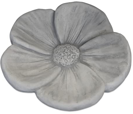 gartendekoparadies.de Trinkschale in Form Einer Blume, H. 12 cm, 16 kg, Grau, frostsicher aus Steinguss für Außenbereich