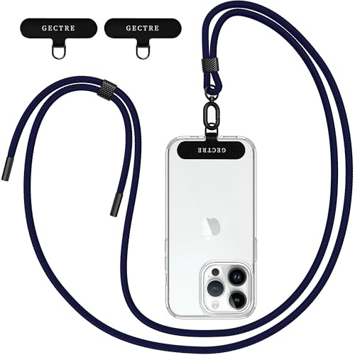 Gectre Handykette Universal, Geeignet für alle Smartphones, mit 2 Stück Universelles Patch, Handyband passend für alle Standard Handyhülle (Navy Blau)