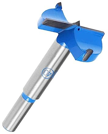 TOP-VIGOR Forstnerbohrer, 40 mm, Wolframkarbid, Holzschneckenbohrer, Lochsägenöffner für Holzbearbeitung, Scharnierlochbohrung, Bohrspitze, Fräser, Blau