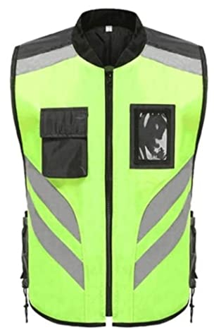 Sicherheitswesten Warnweste Warnschutzweste Radfahren Reflektierender Anzug, Oxford Stoff Sicherheit Reflektierende Weste Mit Pockets Reißverschluss Hochsichtbarkeit Fluoreszierende Grüne Weste Reflek