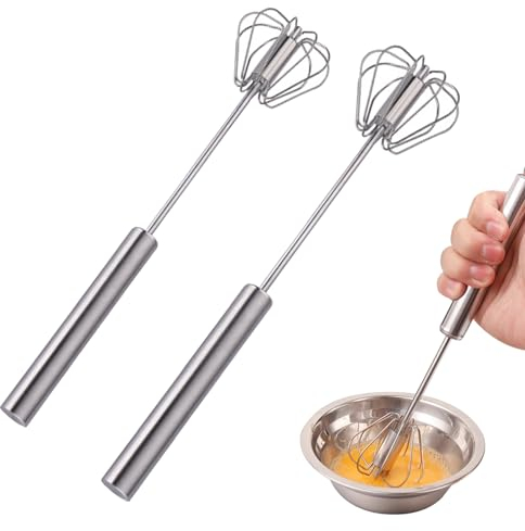2 Pezzi Set Frullino Per Le Uova Semiautomatico, Frullino Per Le Uova In Acciaio Inossidabile, Miscelatore Da Cucina, Può Essere Utilizzato Per Sbattere Il Liquido E La Panna Dell'uovo