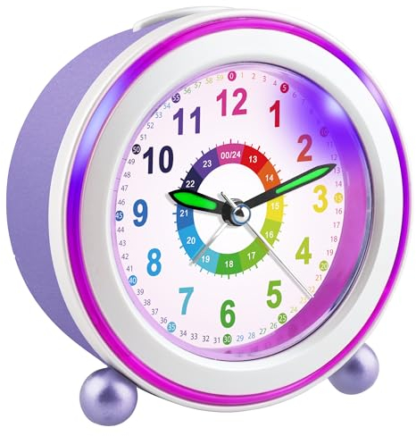 Ayybboo Sveglia Bambini Senza Ticchettio Con Snooze e Luce Notturna, Didattica a Batteria per Ragazzi e Ragazze, Analogica al Quarzo