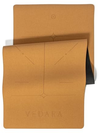 VEDARA® Kork Yogamatte – 66-80 cm breit – Extrem Rutschfeste Oberfläche – Mit Hilfslinien – Aus Kork & Naturkautschuk – Optimale Dämpfung