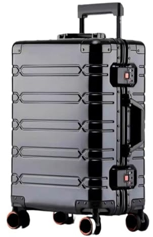 Hartschalenkoffer aus Aluminium-Magnesium-Metall, große Kapazität, Trolley, Gepäck, Handgepäck – Rollkoffer für bequemes Reisen, e, 50,80 cm