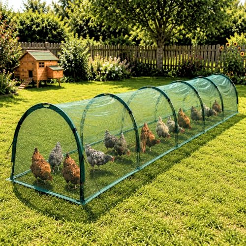 GardenSkill Chicken Coop Tunnel & Hen House Run + Shade Cover | Rabbit Hutch Guinea Pig Cage Playpen Protection Enclosure for Outdoor Garden with Detachable Rain Guard Blanket (5 x 1.5m)