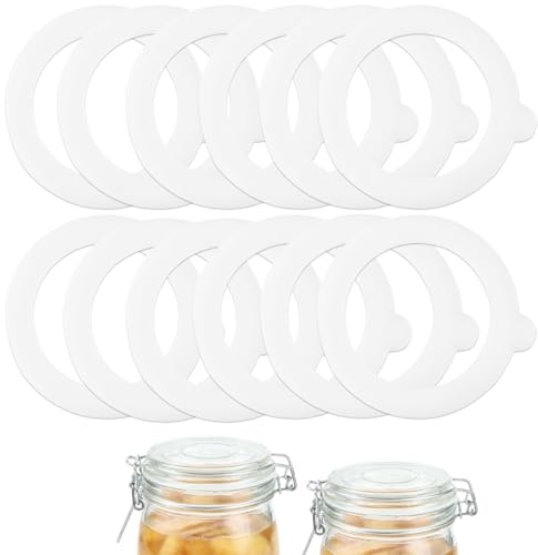 HO-SFSM 12 Pezzi Guarnizioni in Silicone per Barattoli, Sostituzione di Guarnizioni, Riutilizzabili Guarnizione Vaso Ermetico Anelli per Barattoli di Conserve a Bocca Normale (97X70 mm, Bianco)