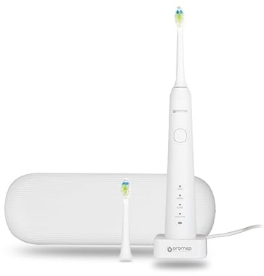 OROMED ORO-SONIC PROFESSIONAL Schallzahnbürste, elektrisch mit 38.000 Vibrationen/Min., 2000 mAh Akku bis 360 Min., LED-Display, mehrere Reinigungsmodi, IPX7 wasserdicht, Weiß