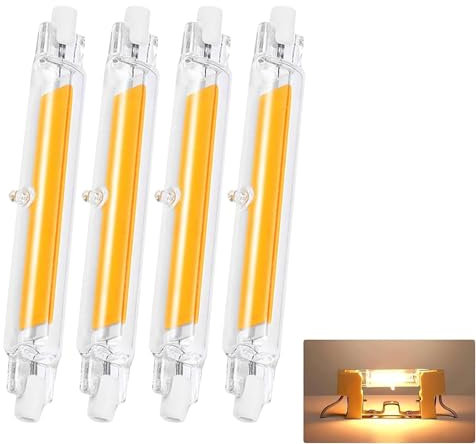 GDYOD R7S LED 118mm Dimmbar 20W Leuchtmittel, LED Lampe, Warmweiß 3000K Glühbirne, Ersatz für 200W R7S Halogenlampen, COB LED Birnen 2000LM, Kein Flackern, 360° Strahlbeleuchtung, AC/DC 220-240V,4pcs