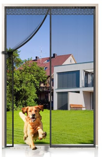 EXTSUD Fiberglas Magnet Fliegengitter Tür 95x210cm Magnetvorhang Insektenschutz Balkontür,Kratzfest,Stärkere Magneten Fliegenvorhang für Balkontür,Kellertür und Terrassentür