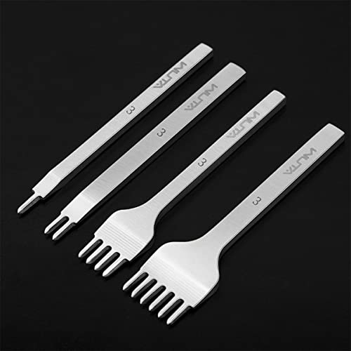 WUTA Leder Locher Werkzeug, Silber Leder Meißel Locher Werkzeug, Diamond Kohlenstoffstah Punch für DIY Craft(3mm 1+2+4+6）