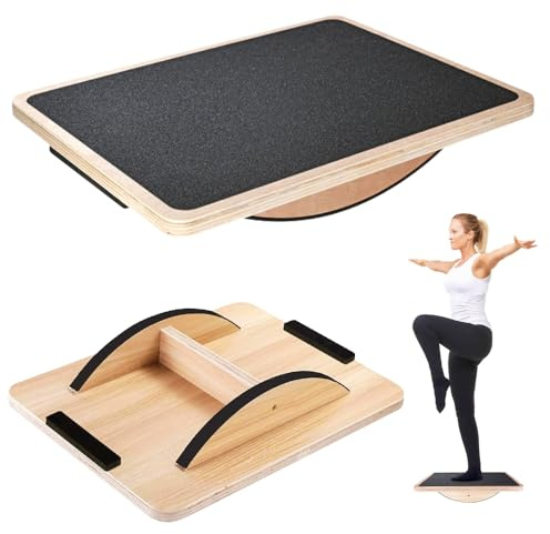 PLLYPE Balance Board Holz, Rocker Board, balance board erwachsene, Gleichgewichtstrainer, Holz FußTrainer für Wackelbrett Physiotherapie, Haltungskorrektur