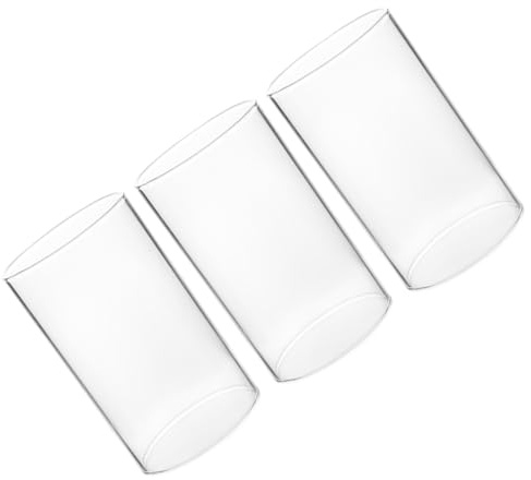 BESTYASH 3 Piezas Cubiertas Transparentes para Velas De Vidrio Cilíndricas Abiertas a Prueba De Viento Portavelas De Cristal para Decoración De Hogar Mesas Y Celebraciones 5.90X2.36X2.36 Pulgadas