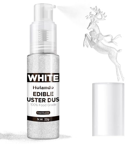 Glitter Commestibile Spray Bianco, con Polvere Scintillante, 20g Coloranti Alimentari - Decorazioni Torte, Cocktail, Bevande, Caramelle, Glassa, Macarons, Dolci per Glitter Alimentare Comestibile