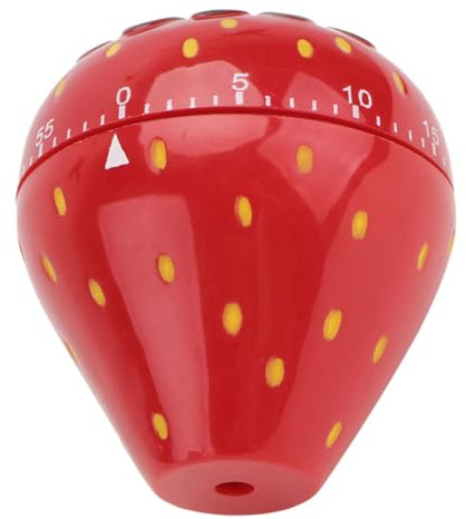 PRETYZOOM Minuteur Cuisine en Acier Inoxydable et Plastique Fraise, Design Compact et Portable de Cuisson à Domicile Garçon et Filles