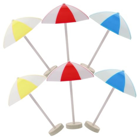 IMIKEYA 6pcs Miniature Beach Umbrella Micro Landscape Doll House Mini Sun Umbrella Decors for Beach Scene Diy Accessories for Outdoor Garden Fairy Ornaments