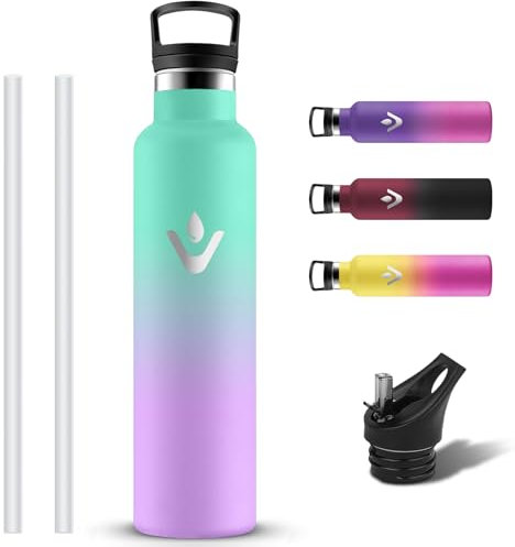 Grsta Borraccia Termica 1litro, Senza Perdite Borraccia Acciaio Inox, Bottiglia Termica Senza BPA, Riutilizzabile Borracce Termiche, Borraccie con Cannuccia per Ufficio, Scuola, Ciclismo