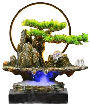 Fontana da interni Feng Shui Fontana da tavolo con acqua finta che circola, decorazione paesaggistica for casa e ufficio Home Fontana