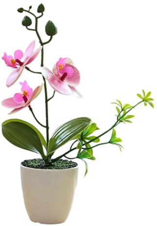 CARISSETT Permanent Butterfly Orchids Artificial Display Flower Pots Realistic Plant Weather Resistant Flower Home Decoration