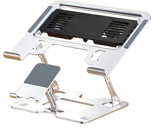 Navna 2 In 1 Metal Adjustable Phone & Laptop Stand Foldable Bracket For Laptop Desktop Holder Heat Dissipation Accessories