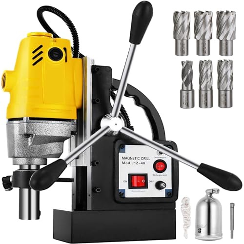 Trapano a colonna professionale, Trapano a colonna magnetico 980W 1100W 1200W Trapano elettrico da banco Macchina for la struttura in acciaio ingegneristico MD40 MB23 BRM35(MD40-6PCS)