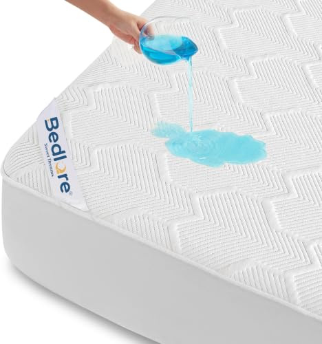 BEDLORE Matratzenschoner 140x200cm 100% Wasserdicht & Atmungsaktiv, Weiß | Premium-TPU-Membran, 3D-Luft-Bambusgewebe, 30cm Tiefe Taschen, Maschinenwaschbar bei 40°C–60°C, OEKO-TEX Zertifiziert