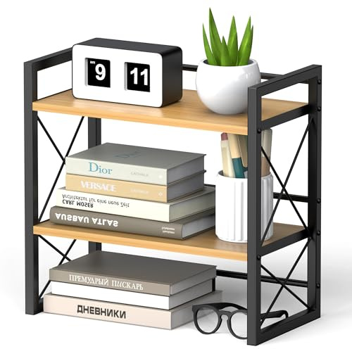Alyoen Schreibtisch-Regal-Organizer, Holz, Schreibtisch-Bücherregal, Aufbewahrungsregal, Regal für Wohnzimmer, Schlafzimmer, Küche und Büro