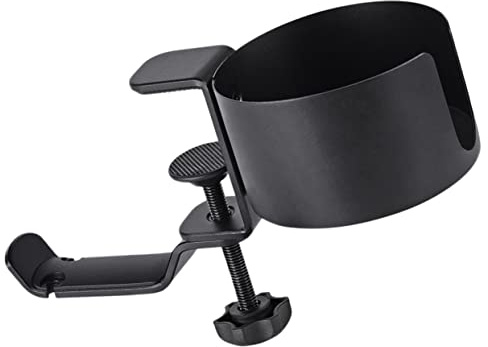 MUELODSIC Soporte de Auriculares y Portavasos Ajustable de Aluminio para Escritorio Giratorio con Almohadilla Antideslizante Organizador Multifuncional para Oficina y Hogar