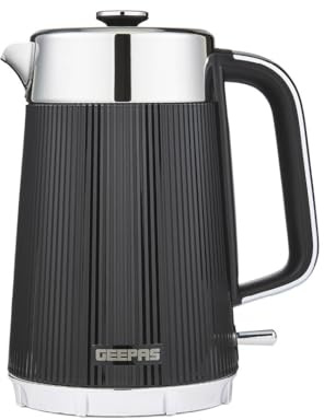 GEEPAS Arcus 1.7L Electric Kettle | Rapid Boil Cordless Jug Kettle for Hot Water Tea Coffee | Auto Shut-Off 360° Swivel Base Boil Dry Protection Easy Pour | 3000W Black
