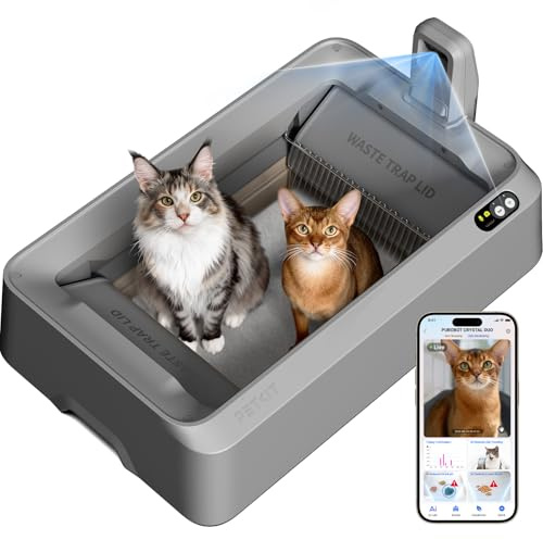 PETKIT Purobot Crystal Self Cleaning Cat Litter Tray with Camera, Real-Time Monitoring via App, Odor Control and Safety Sensor, Automatic Litter Box for Daily Use & Multi-Cat Homes