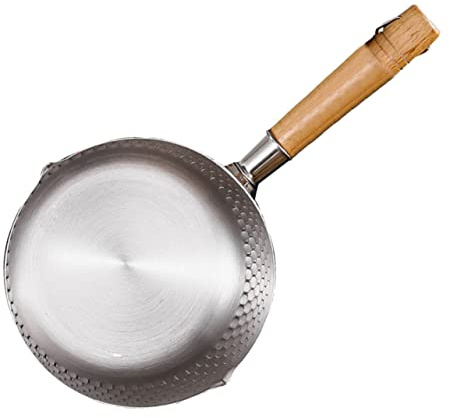 ROMISBABA Piela De Leche Pequeña Con Mango De Madera Olla De Sopa Cocinando Bote De Fideos Ramen Y Olla Sopera Con Tapa Para Estufa Plata Acero Inoxidable