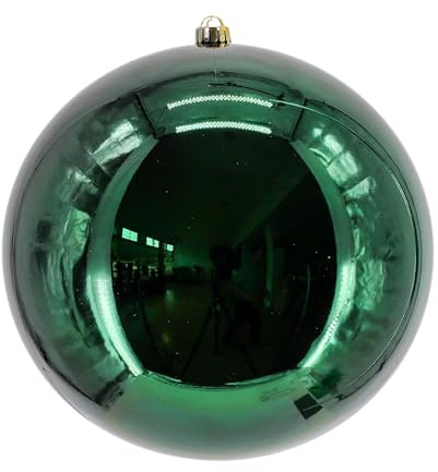 XXL Christbaumkugeln Glänzend - Bruchsichere Weihnachtskugeln - Große Plastikkugeln zum Hängen - Perfekt für Weihnachtsbaum, Schaufenster & Außenbereich (Grün, ⌀ 25 cm)