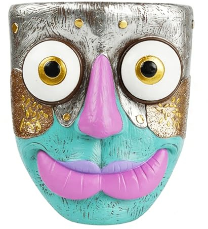 Face Planter Vase, Resin Wall Decor, Whimsical Plant Pot with Hanging Design, Indoor Outdoor Accessory for Fence Terrace Home, Garden Supplies, Wall Face Planter for Balcony Bedroom Living Room Porch