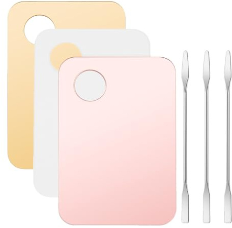 Mikikit Herramientas para Mezclar Pigmentos 3 Juegos de Paletas Placas Cosméticas y Espátulas para Maquillaje de Colección