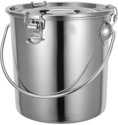 GANAZONO Stainless Steel Food Storage Container 5L Sealed Bucket with Handle Suitable for Kitchen and Picnic