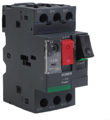 Interruttore automatico motore per protezione da sovraccarico e cortocircuito Interruttore magnetico termico serie Gv2 per motori monofase e trifase Colore nero (GV2ME10C4-6.3A)
