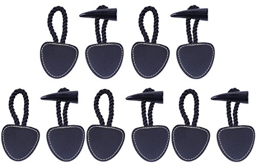 5er Set Black Vintage Resin & Kunstleder Duffle Horn Toggle Button für Craft Jacket Mantel