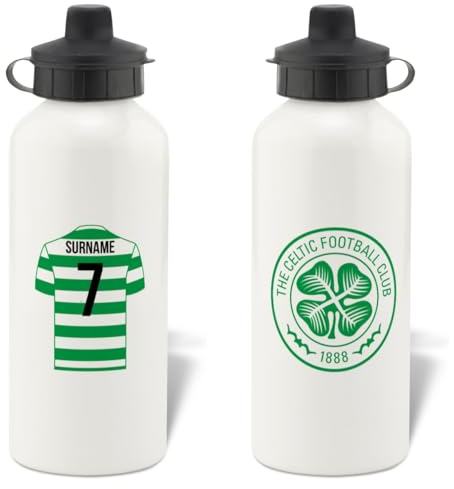Personalised Celtic FC Aluminium Sports Water Bottle - White Bottle |