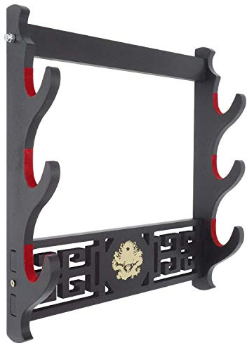 SHULI 3 Couche Support d'épée Support Mural Velours Katana rembourré Stand Samurai Support d'épée présentoir Katana-B