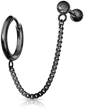 beyoutifulthings 1 Knorpel Ohr-stecker Klick-Creole Kette Cartilage Labret Piercing-s Tragus viele Farben Edelstahl Schraub-Verschluss