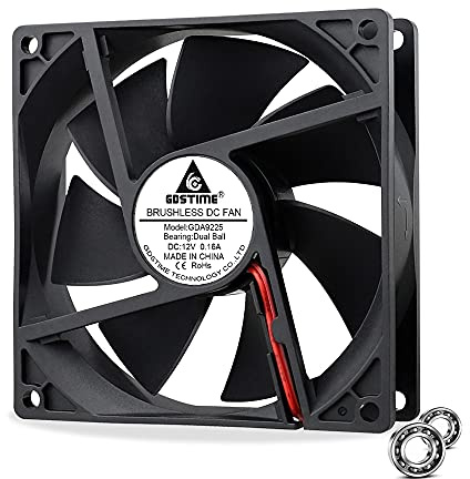 GDSTIME Lüfter 12V 92mm 2pin 92x92x25 PC Lüfter 12V 2 Polig Dual Kugellager | pc lüfter 90mm 12v 2pin Gehäuselüfter 90mm 2500 U/min für computer pc DIY Lüfteraustausch Belüftung Auspuff