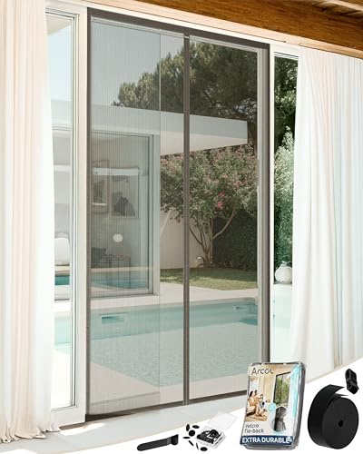 ARCOL Zanzariera Magnetica 80x240 cm Premium in Fibra di Vetro - Stop Zanzare in 3 Min., Rete Ultra-Fine Anti-Insetti, Chiusura Automatica con Magneti & Pesi, Nastro a Strappo Extra-Largo (Grigio)